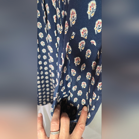 Garnet Hill Women's 14 Navy Boho Cottagecore Floral Printed Midi Dress - Picture 4 of 7